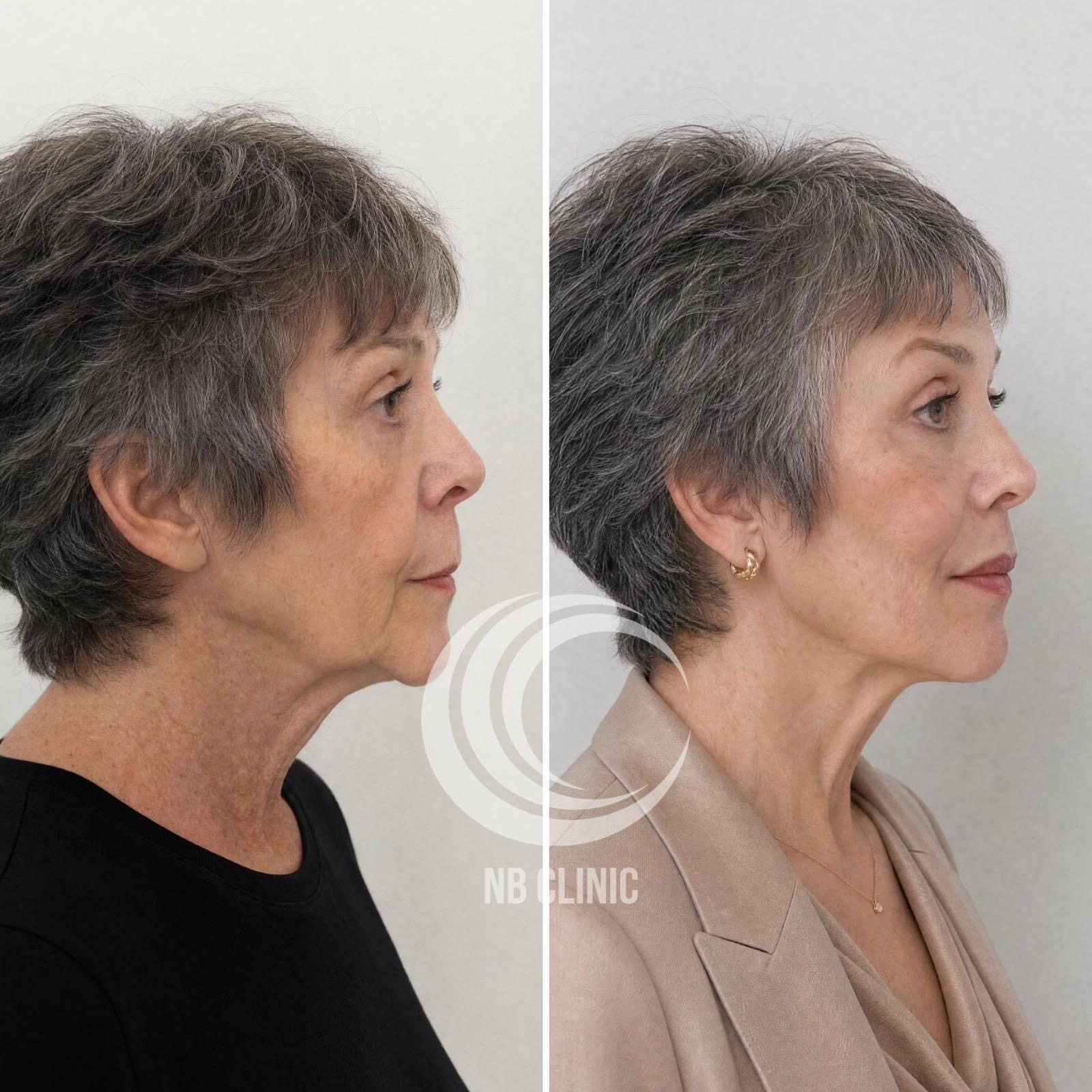 Resultado de rejuvenescimento facial — vista de perfil