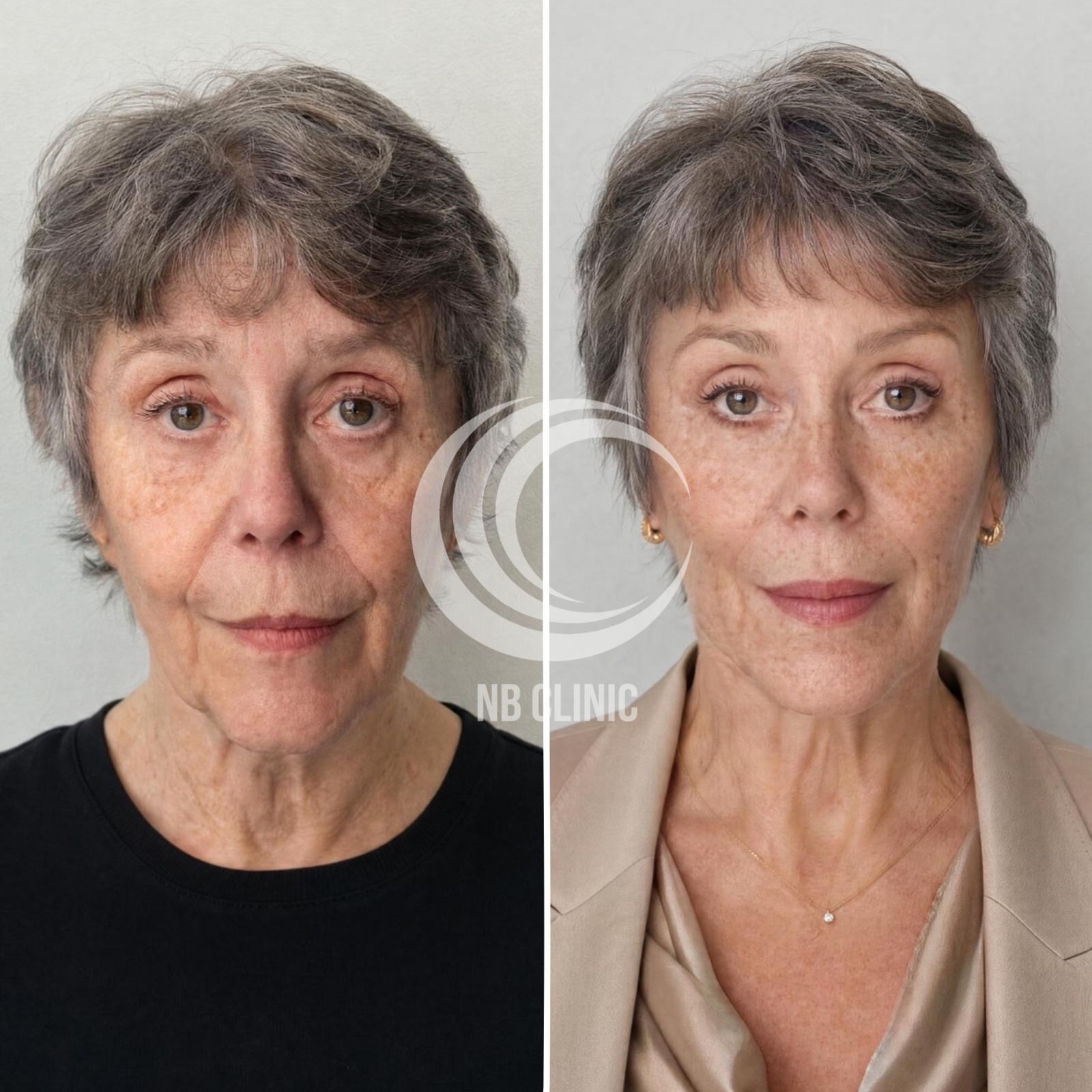 Resultado de rejuvenescimento facial — vista frontal